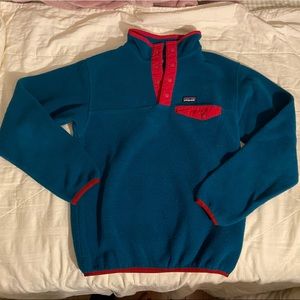 Patagonia Blue and Red Fleece Pullover